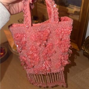 Elegant Pink Beaded Women's Bag